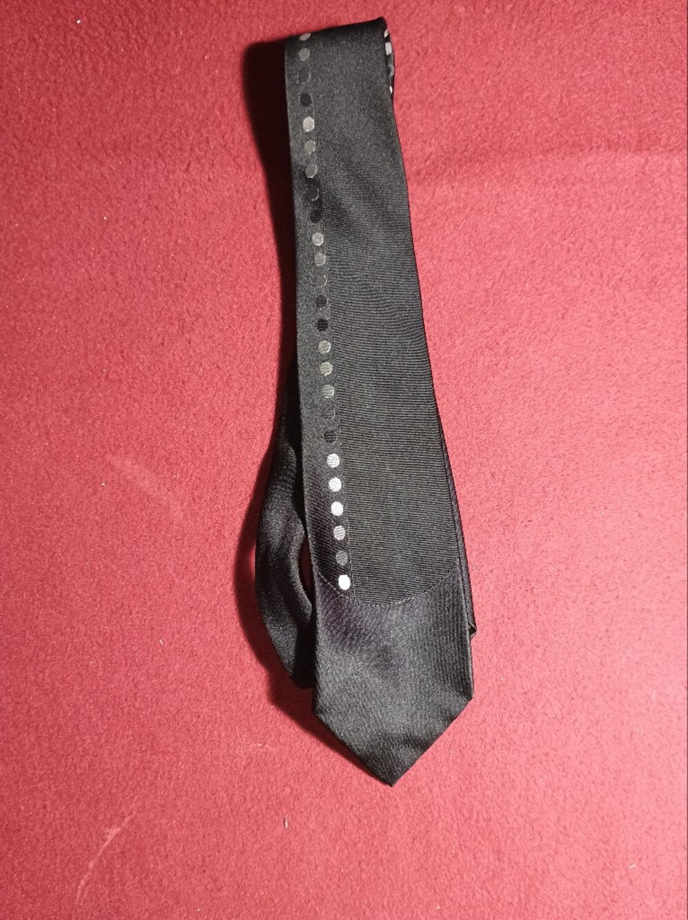 John Frederics Skinny Mad Men Sleek Black Tie with Silver Dots 3 in x 54.5 in